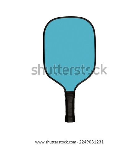 Pickleball light blue Paddle for playing pickleball isolated on a white background.. Light blue racket for your design. Royalty-Free Stock Photo #2249031231