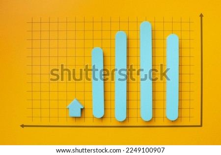 top view statistics yellow presentation with arrow.