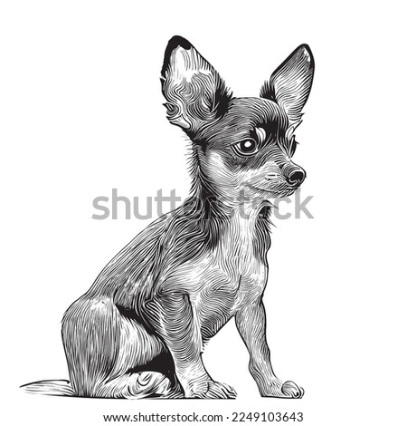Cute toy terrier dog portrait hand drawn sketch Pets Vector illustration