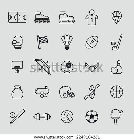 Icons of various sports branches. Vector set.