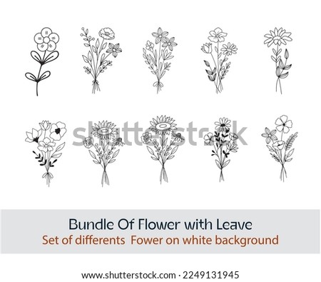 Set of floral elements, different flower linen on white background. Wedding concept flowers.Floral poster, invite. Vector arrangements for greeting card or invitation design Royalty-Free Stock Photo #2249131945