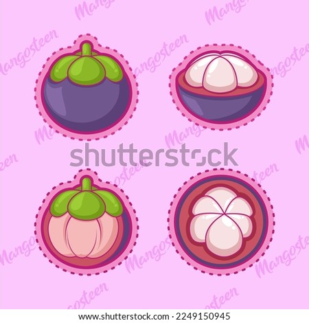 set of cute cartoon mangosteen sticker