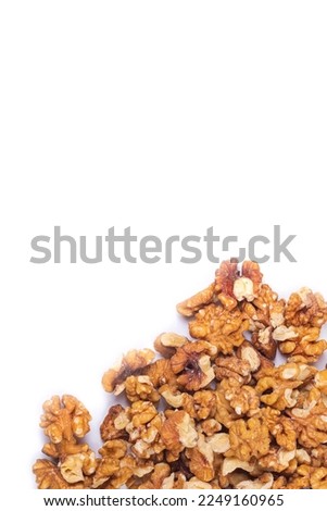 soft focus. white background. filling of walnuts. close-up
