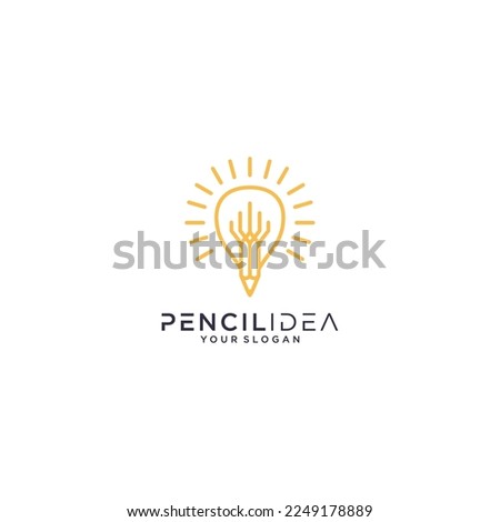 pencil logo design with idea or lamp