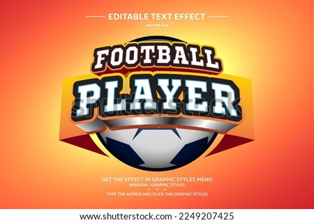 Football player 3D editable text effect template