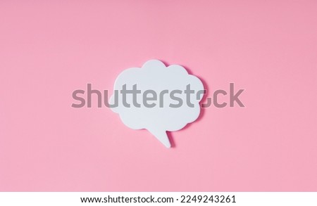 A cloud with a shadow. A cloud of dialogue. Form for letter or text. Thought concept. Chat icon on pink background. 3D visualization. 3D image. Copy space.