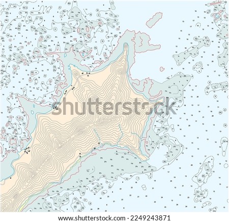 fictional detailed vector Nautical chart of an ocean Royalty-Free Stock Photo #2249243871