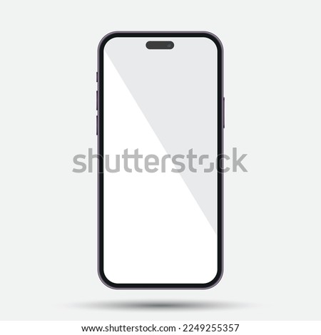 Realistic front view smartphone mockup mobile phone purple frame with blank white display vector smart phone