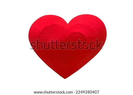 Red heart made of shiny colored paper isolated on white background. Royalty-Free Stock Photo #2249280407