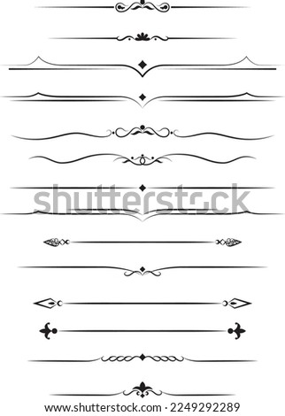 black and white set of delimiters for text, dividers Royalty-Free Stock Photo #2249292289