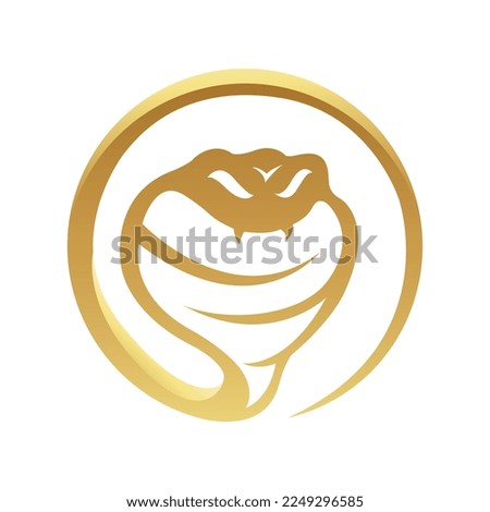 Golden Glossy Snake Icon on a White Background