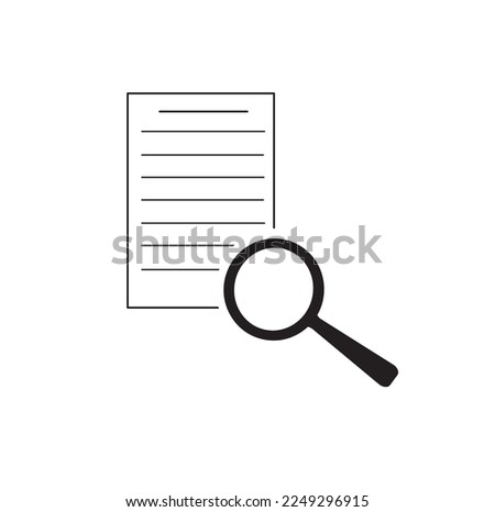 illustration of a magnifying glass icon above a document, the concept of searching for a document file