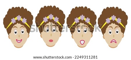 Illustration cartoon character of girl expression. Fit for children book, clip art, a simple vector.