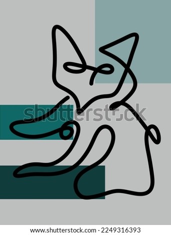 cat line art for wall decoration. illustration simple minimalist