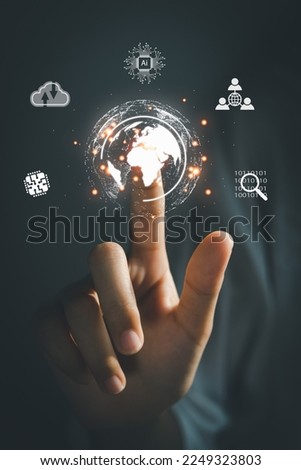 Transformation technology strategy, adoption of technology in business in the digital age, new technology big data and business process strategy, Increase global business potential. Ai Royalty-Free Stock Photo #2249323803
