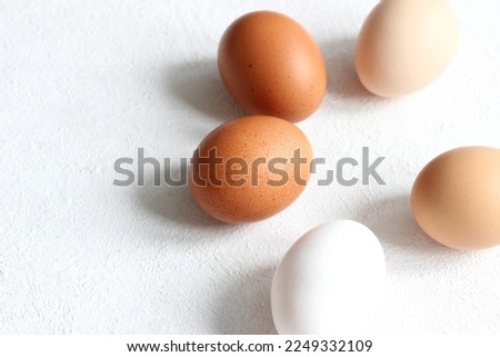 Free Range Hens Eggs Isolated on White Background. Organic Brown Eggs. Baking.