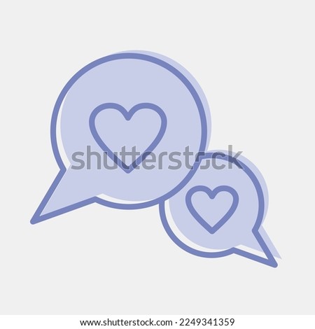 Icon love chat. Valentine day celebration elements. Icons in two tone style. Good for prints, posters, logo, party decoration, greeting card, etc.