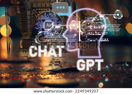 Conceptually, ChatGPT(chat GPT) is an AI chatbot or artificial intelligence that can communicate through messages with humans naturally. Royalty-Free Stock Photo #2249349207