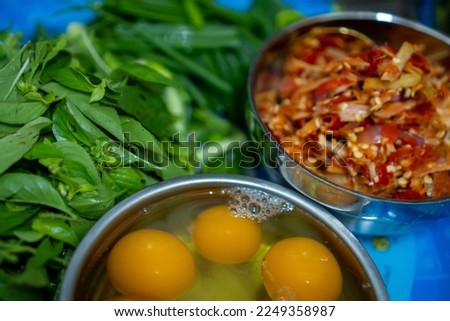 It is a picture of the ingredients in the menu called Mok Mushroom Mixed Mit.