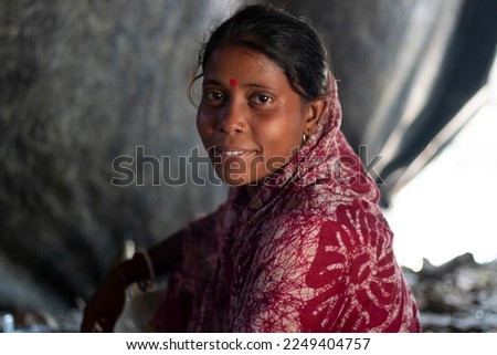 Portrait of a Indian rural woman smiling