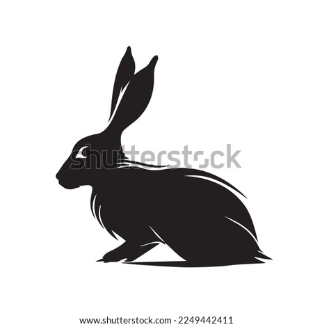 Minimal rabbit vector illustration. Hare icon of wild bunny animal. Simple modern logo. Cute concept drawing. Business or company identity. Clean modern graphic illustration. Concept of speed.