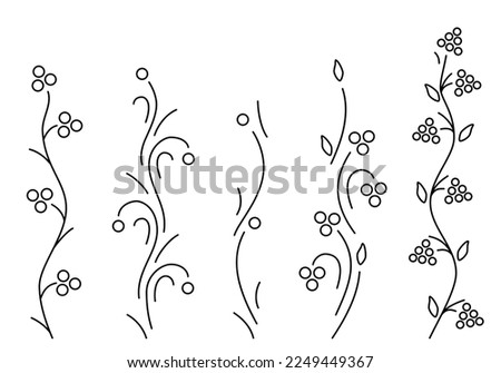 Berries collection isolated on white background. Minimalist style. Stylized berry bushes and plants for eco design, superfoods, package, gardening, wine labels, organic food, ets. Vector illustration.