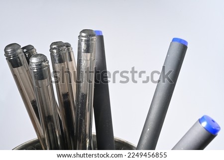 Ballpoint pen tips close up.