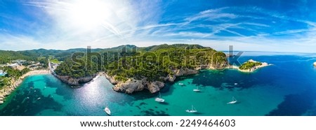 beach of Port Sant Miquel on the north shore of Ibiza island in Spain Royalty-Free Stock Photo #2249464603