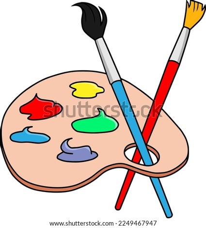 brush and painting palette vector illustration