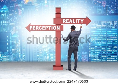 Concept of choosing perception or reality Royalty-Free Stock Photo #2249470503