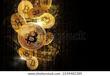 bitcoin on binary code background Royalty-Free Stock Photo #2249482389