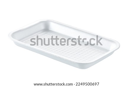 White plastic box for design and logo, this can be used with a microwave oven with clipping path. White plastic plate or styrofoam food container isolated on white background. Royalty-Free Stock Photo #2249500697