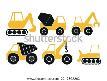tractor set construction machinery icons vector illustration isolated