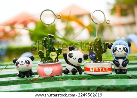The cuteness of panda bears in the festival of love Valentine's Day clear image after blur