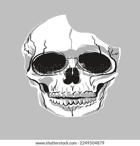 broken skull vector illustration for decoration