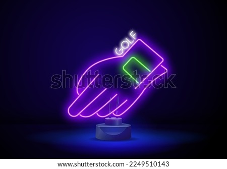 neon golf gloves. Sportive Gloves neon light sign vector. Glowing bright icon Sportive Gloves sign. transparent symbol illustration