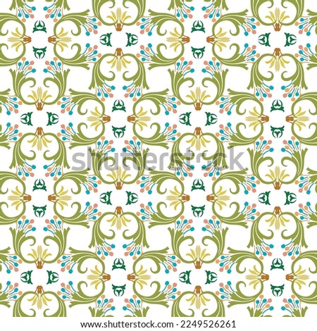 Floral seamless pattern. Colorful beautiful ornaments on white background. Repeat ornamental vector backdrop. Endless patterned texture. Vintage flowers, leaves, swirls, lines, shapes. Ornate design.