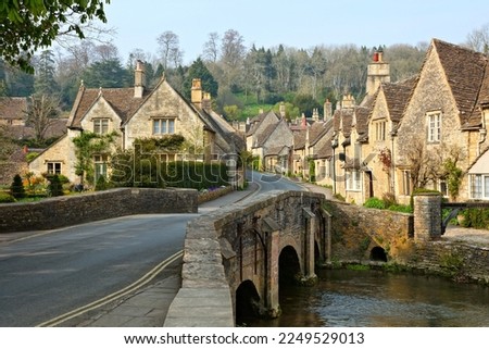 Beautiful view of the Cotswolds village of Castle Combe during springtime, England Royalty-Free Stock Photo #2249529013