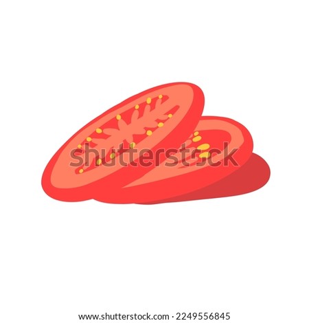 Set of tomatoes in cartoon flat style. Healthy natural vegetables food. Vector illustration isolated on white background.