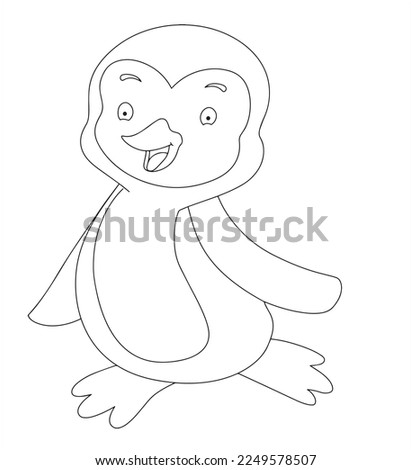 cute cartoon penguin coloring page  for kids.Vector illustration for children