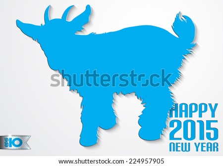 Blue silhouette of a goat from a paper on a white background