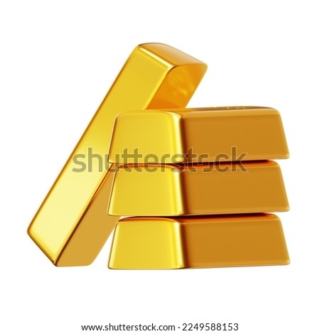 3d render gold bars bullion isolated white background