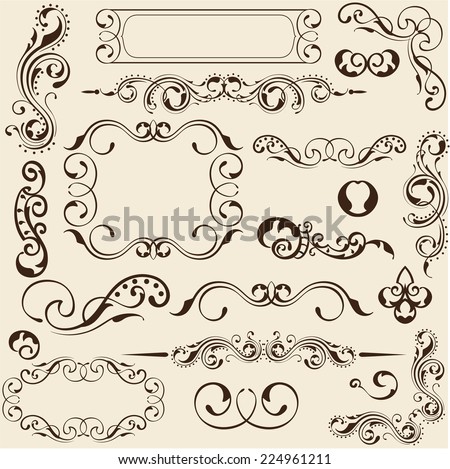 Design elements set on beige Royalty-Free Stock Photo #224961211