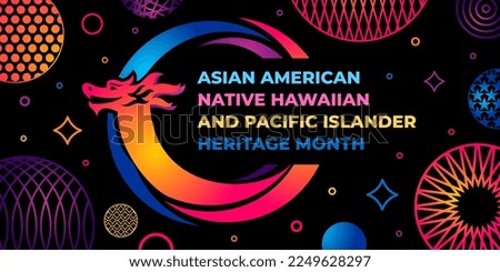 Asian american, native hawaiian and pacific islander heritage month. Vector banner for social media, flyer. Illustration with text, tropical plants. Asian Pacific American Heritage Month card Royalty-Free Stock Photo #2249628297
