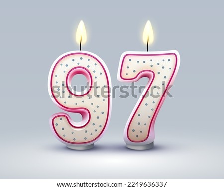 Happy Birthday years. 97 anniversary of the birthday, Candle in the form of numbers. Vector illustration