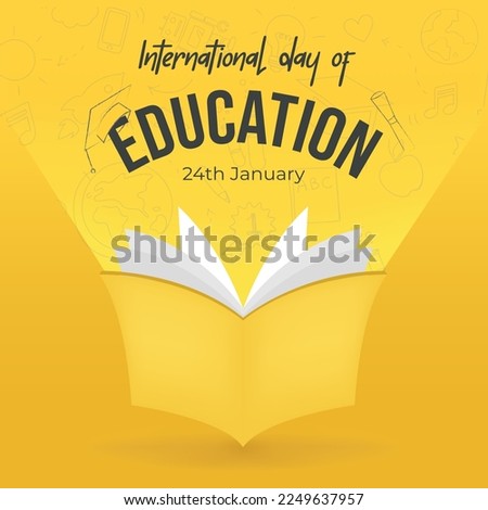 International education day, 24th january, Book concept for Education, Banner, poster, social media post, vector eps 10   