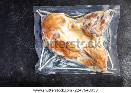 duck leg confit semi-finished product prepack ready to cook healthy meal food snack on the table copy space food background rustic top view