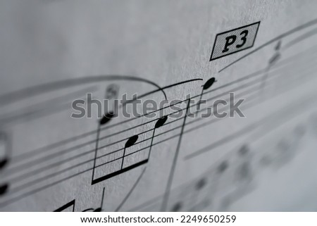 Notes of a piece of music with shallow depth of field