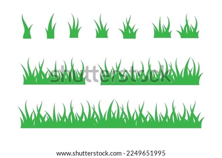 Set of Green Grass Isolated. Grass tuft and seamless horizontal green turf vector set Royalty-Free Stock Photo #2249651995