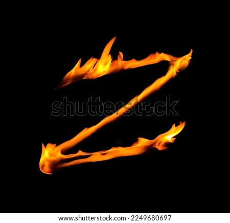 letter Z made of fire flames isolated on black